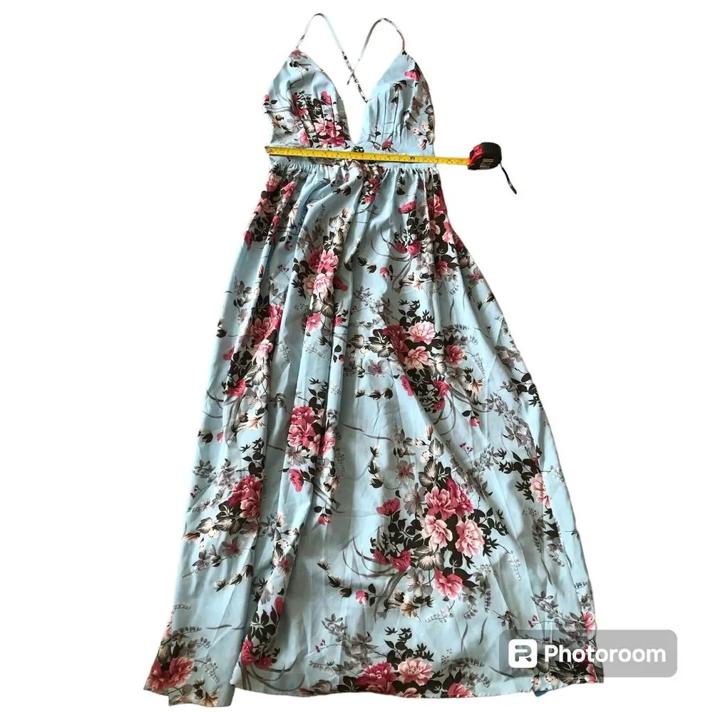 Cupshe boho crisscross Floral Maxi Dress for beach party summer size Small - Picture 12 of 12